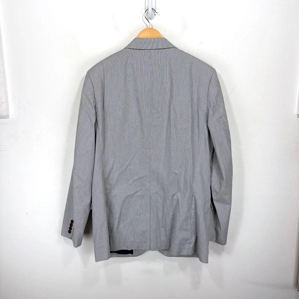 J. Crew Thompson Sport Coat Blazer Men 42L Blue Gray Striped Cotton Half Lined